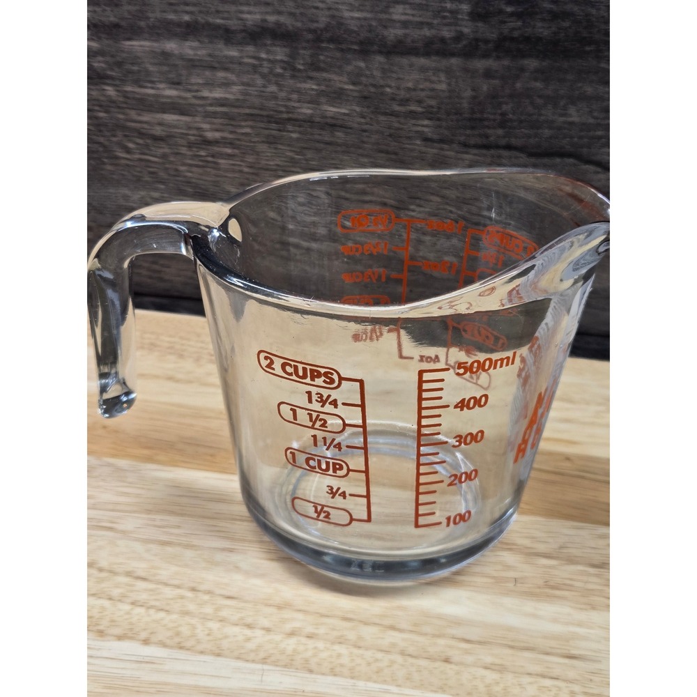 Anchor Hocking Glass Measuring Cup 2 Cup 16oz 500ml Red Markings Made in USA